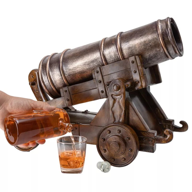 Cannon Wine & Whiskey Decanter Set, Handmade Extra Large Vintage Replica 750ml Decanter 21 – The Wine Savant – Pirate Treasure Wooden Cannonball, Naval, Napoleon, Civil War Old Cannons Holiday Gift