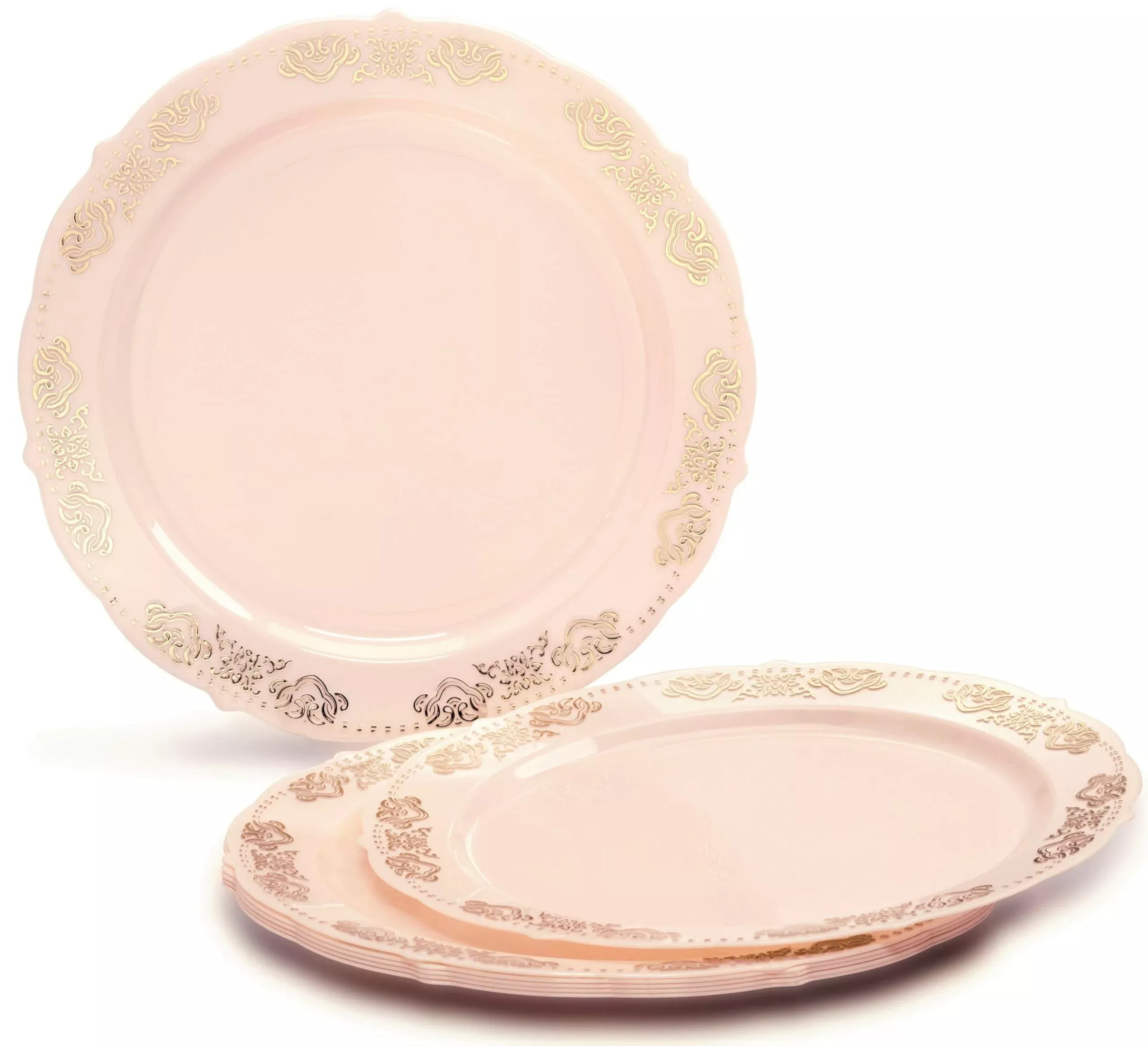 ' Occasions '' 150 Piece Set (25 Guests) Vintage Wedding Party Disposable Dinnerware Set Plastic Plates 10.25'', 7.5'' +Silverw